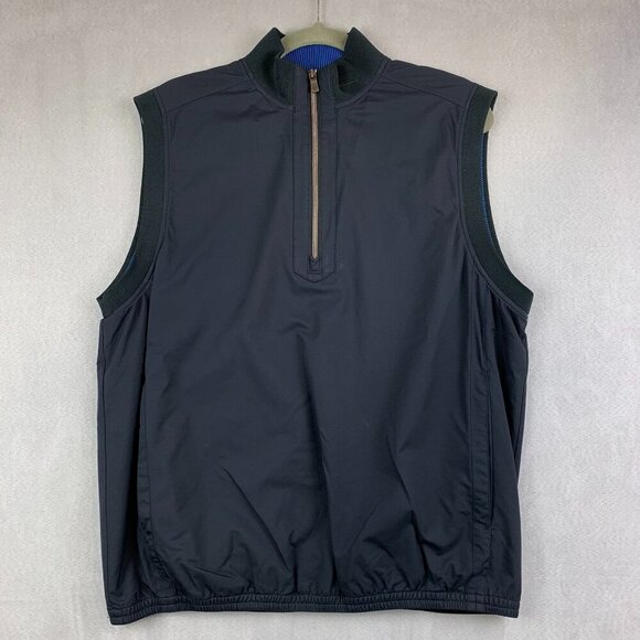 Tommy Bahama Mens Vest Medium Black Nylon 1/4 Zip Sleeveless Waterproof Outdoor - Picture 1 of 8
